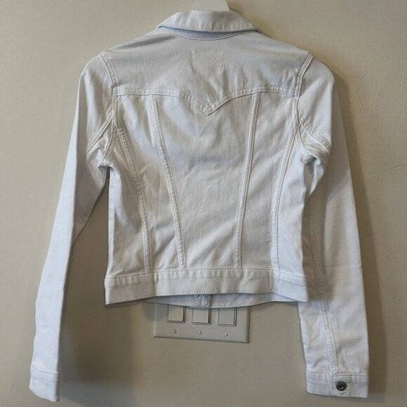 Jessica Simpson Pixie Fitted Tailored Stretch White Denim Jean Jacket - Picture 8 of 9